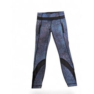 Lululemon Foil Print Yoga‎ Leggings Blue Iridescent Size 2 High-Rise